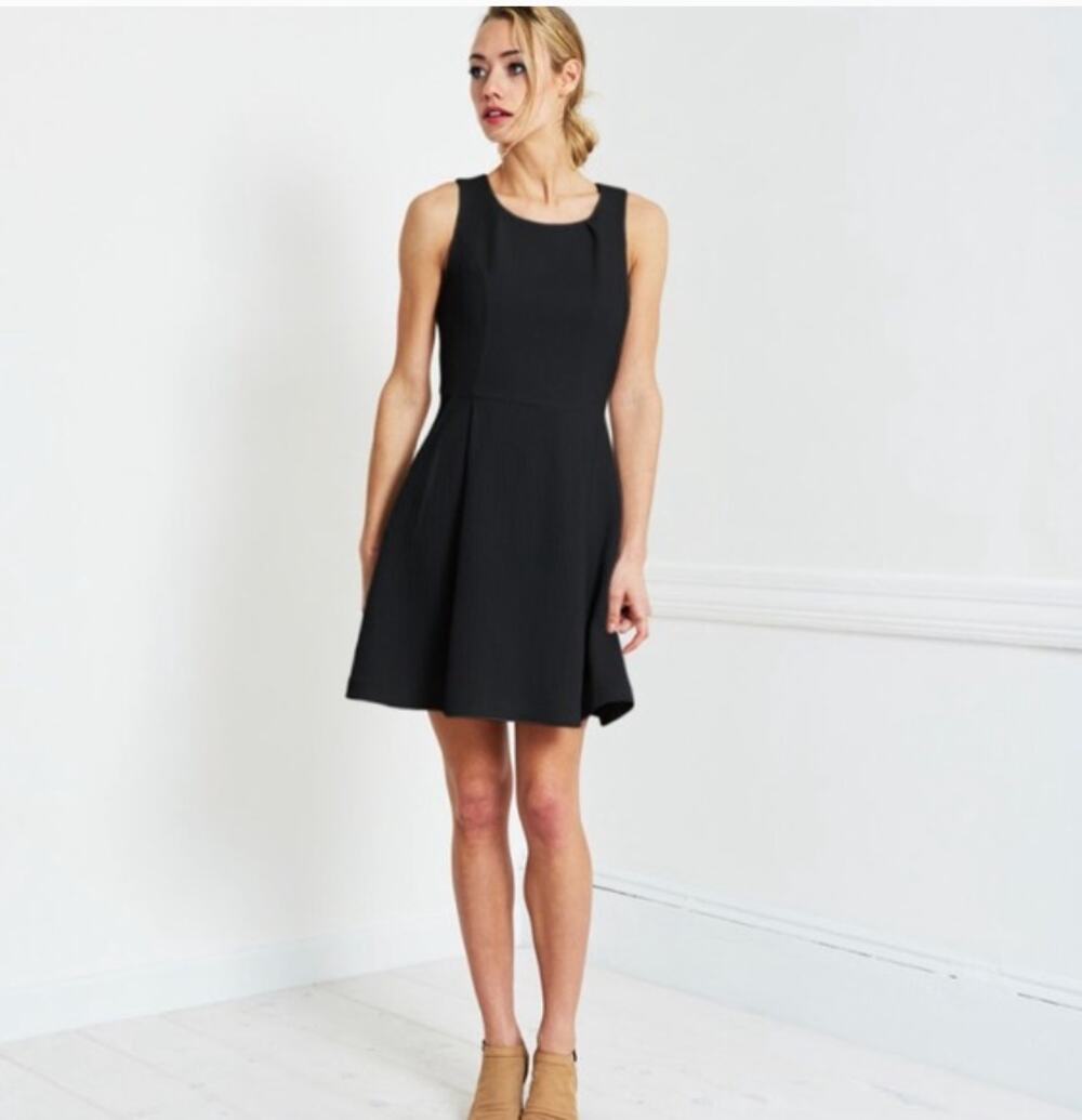 Brass Black Fit & Flare Zipper Back Dress // XS